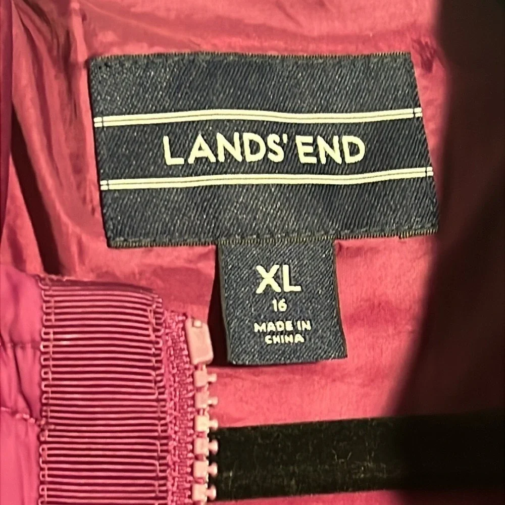 Lands' End Girl's Puffer Winter Coat - Size XL (16) Purple - Hood - Full Zip